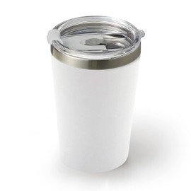 Dolce duo AM-4034 Tumbler with Lid, Coffee Tumbler with Lid, Hot and Cold Insulated, Stainless Steel, Vacuum Insulated, Double Wall Structure, Cup Holder, 13.5 fl oz (400 ml), White, Convenience Store