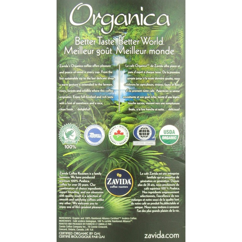 Zavida Organic Single Serve Coffee Capsule, Compatible with Keurig K-Cup