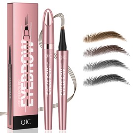 RZJZGZ Magic Eyebrow Pencil, Eyebrows Pen with 4 Micro-Fork Tip, 3D Waterproof Eyebrow Pencil Contouring Pen, Creates Natural Long-Lasting Eyebrow Hair for Makeup Rapid Brow Beginners (Dark Brown)