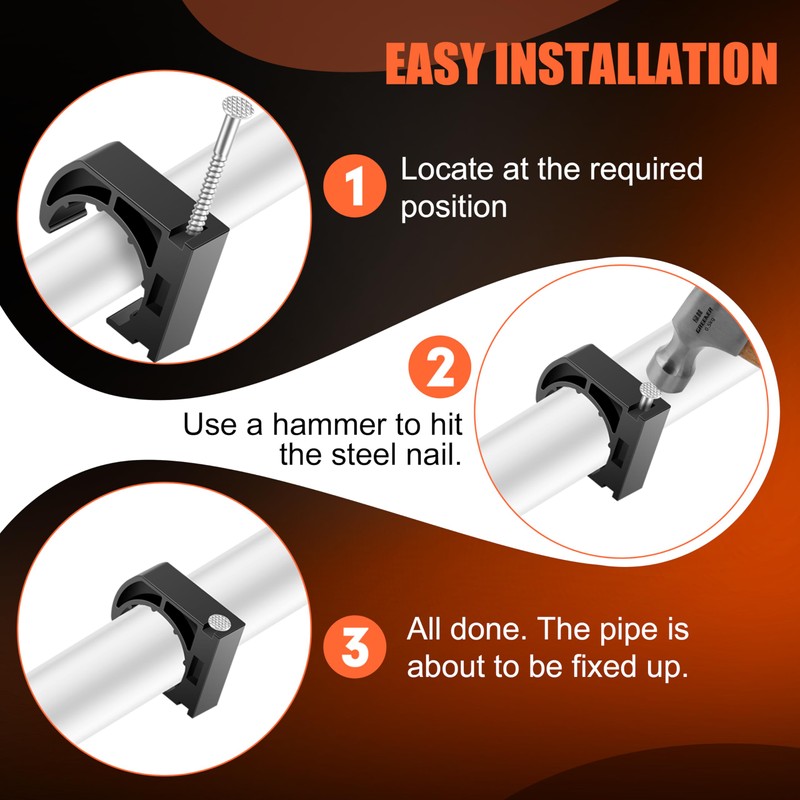 100 PCS 1/2" Half Clamps J-Hook with Nails for PEX,