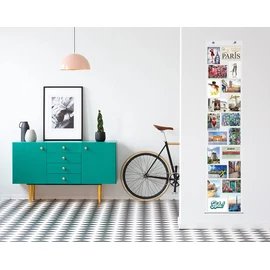 trendfinding photo curtain 10x15cm portrait and landscape for 20 photos transparent with metal eyelets for hanging, pretty metal rod and 2 decorative balls at the bottom