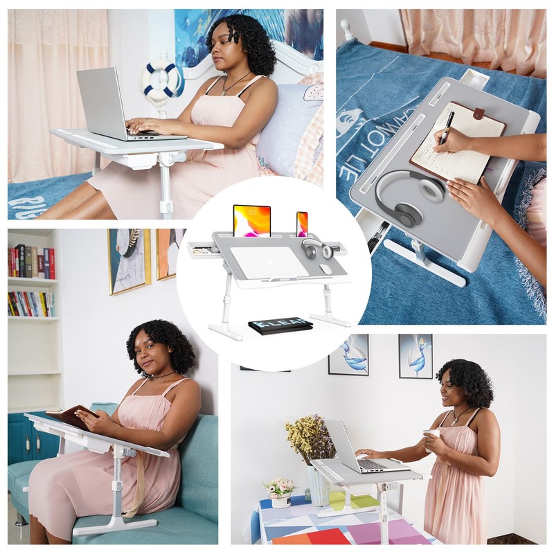 KLEAR Foldable Laptop Bed Tray Desk with Extral Drawstring Bag,
