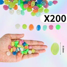 LBJFYHJN Pack of 200 Luminous Stones, Decorative Stones, Garden Stones with Light or Solar Energy Operation, Suitable for Aquariums, Pots, Vases, Outdoors, Lawn, Walkways
