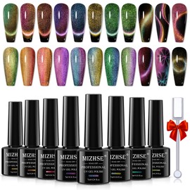 MIZHSE 9D Cat Eye Gel Nail Polish, 8 Colors Magnetic Gel Polish Set with Magnet, Starry Series Galaxy Effect Cateye Soak Off Nail Art Salon Manicure Home Gift for Women