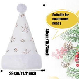 TYXJJ-BF Christmas Hat for Adults, Plush Santa Hat Red Santa Hat with Golden Sequins Snowflake Warm Thick Santa Hat for Festive Parties in the New Year