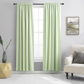 Light Green 80 Inch Length Room Darkening Curtain Panels/Drapes for Doorway- Energy Efficient Blackout Thermal Insulated Curtains(Lily Green,52 Width x 80 Inch,Set of 2 Panels)