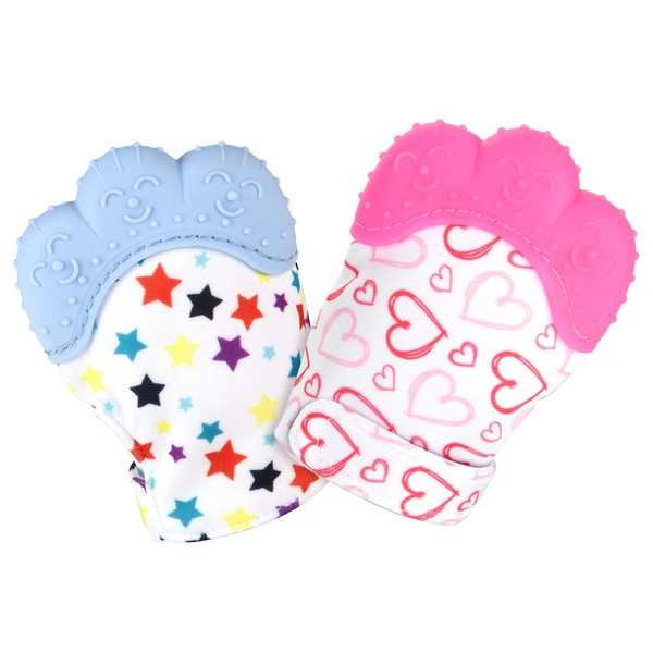 Vicloon Baby Teething Gloves, Pack of 2 Gloves, Teething Ring