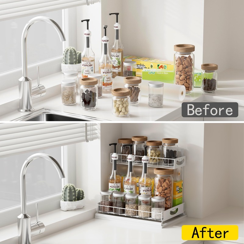 Uninol Under Sink Organizer with Pull-Out Drawers,Kitchen Sink Organizer,2 Tier