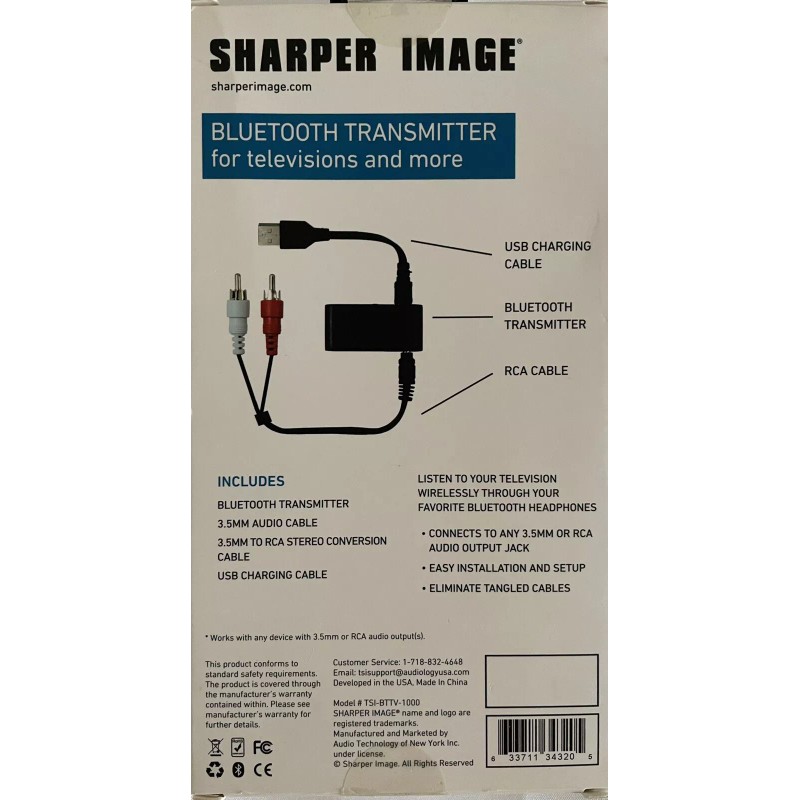 Sharper Image Bluetooth Transmitter For Televisions And More (TSI-BTTV-1000