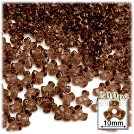 200pc Plastic Transparent Tribeads 10mm Fuchsia Beads