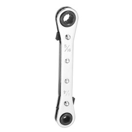 HARFINGTON Double Box End Reversible Ratcheting Wrench 1/4" x 5/16" CR-V Steel 180 Degrees SAE Double Head 12-Point 24-Teeth Adjustable Ratchet Gear Socket Spanner, Silver Grey