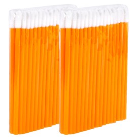 P-Beauty Cosmetic Accessories Microfibre Lip Brush Suitable for Eyelash Extension, Disposable Lip Brush, Cosmetic Lip Brush, Lint-Free Brush, Lipbrush, Orange, 50 - 500 Pieces (50)