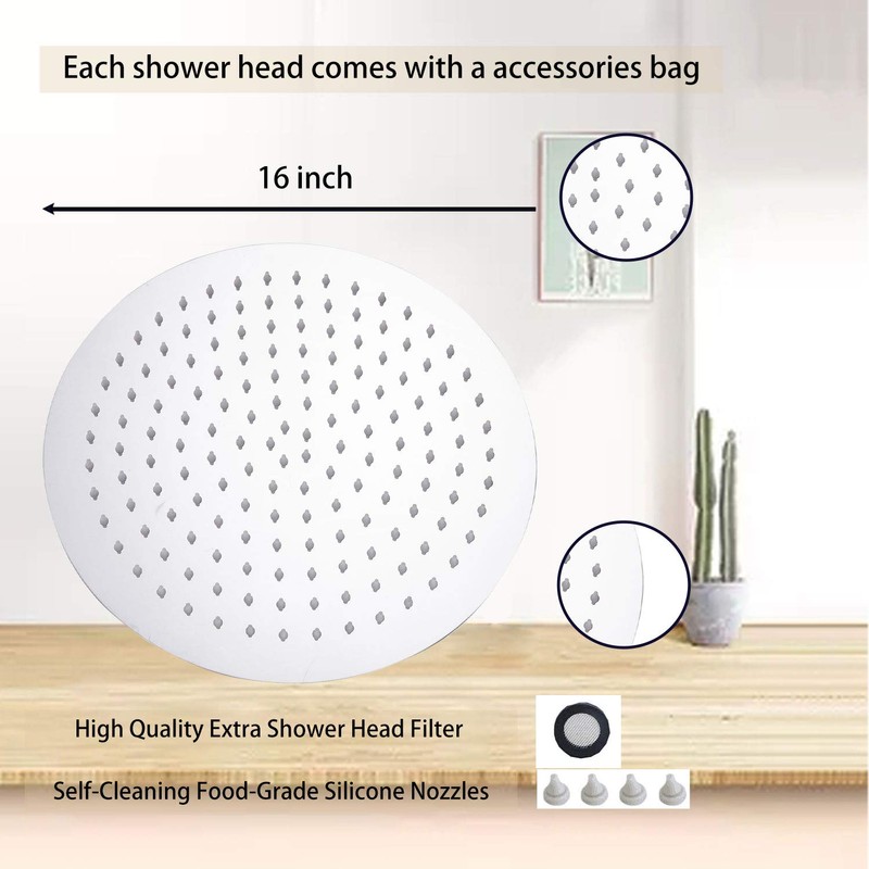 GGStudy Round 16 Inch Stainless Steel Shower Head - Rain