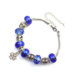 Damen Navy Charms Armband aus Edelstahl mit Klee Anhänger Set mit Kristallen