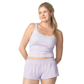 florence by mills Womens Garden Party Ribbed Sleep Tank Purple Haze Garden Floral Large