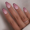 YOSOMMK Purple Gradient Short Press on Nails Almond Shaped Cat