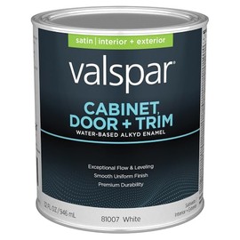Valspar 81007 White Base Cabinet, Door & Trim Interior and Exterior Oil Enriched Enamel, Satin, 1 Quart