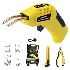 Cordless Plastic Welder Kit 40W, Plastic Repair Kit with 400 PCS Hot Stapler, 3-Temperature Setting 4.0 Ah Plastic Welding Kit with LED Light, plastic welder for Car Bumper, Plastic Repair (Yellow)