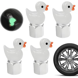 HASTHIP ZIBUYU® 4Pcs Tire Valve Stem Caps, Glow in The Dark Resin Duck Topper Tire Valve Stem Caps Car Tire Decoration 0.65''x1.2'' Aluminum Alloy Car Tire Valve Caps Replacements