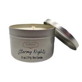 STORMY NIGHTS Natural Soy Wax 11 oz. Tin Candle, long 60+ hour burn time