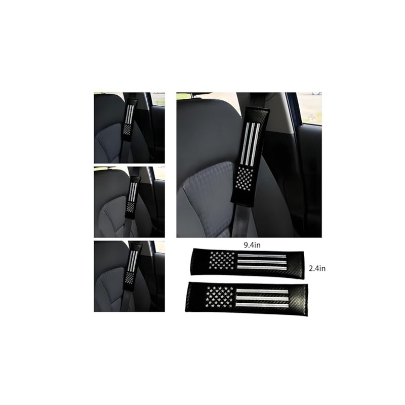 American Flag Carbon Fiber Car Seat Belt Covers - 2