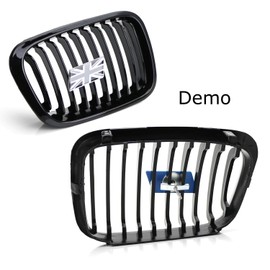 iJDMTOY Black/White Union Jack Flag Emblem Badge w/Grille/Mesh Mount Toggle Bolt Anchor Compatible with Mini, Jaguar, Land Rover, etc