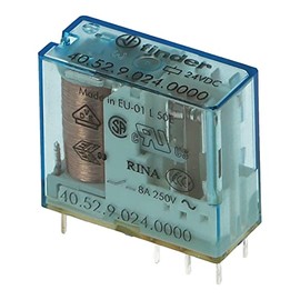 4052-9024 | 40.52.9.024.0000 | FINDER PCB/Plug-in Relay, 8A, 5MM Pinning, 2 Pole, 24VDC, 0.65W, CO, Standard