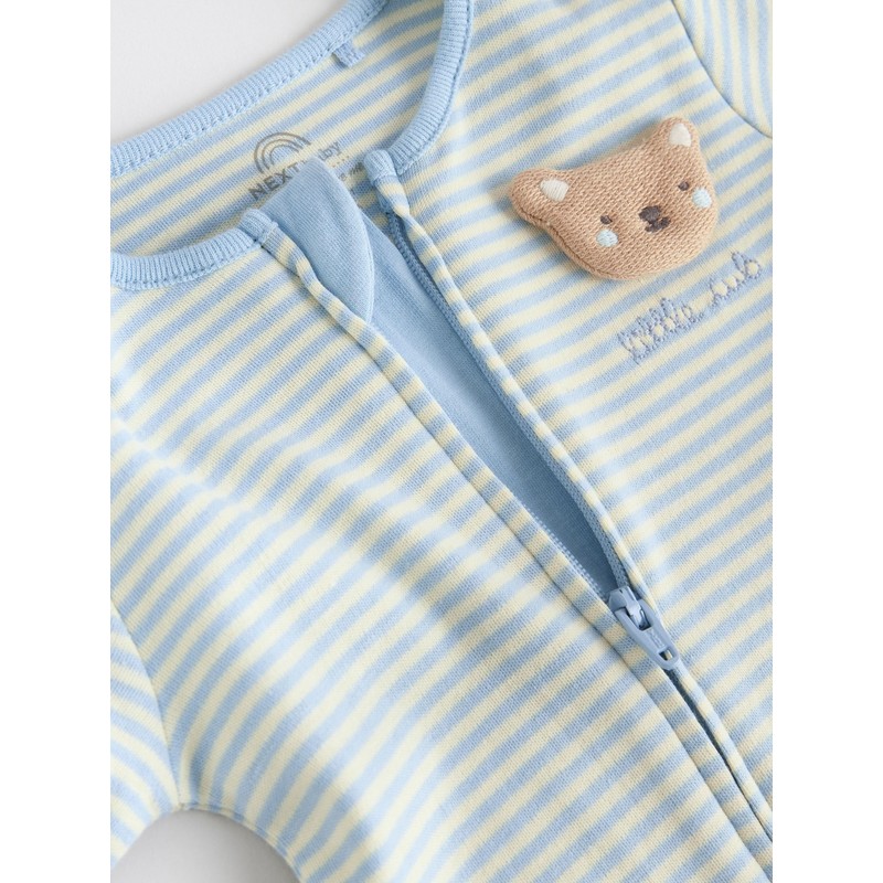 NEXT 3 Pack Baby Bear Pyjamas, blue, 6-9 months