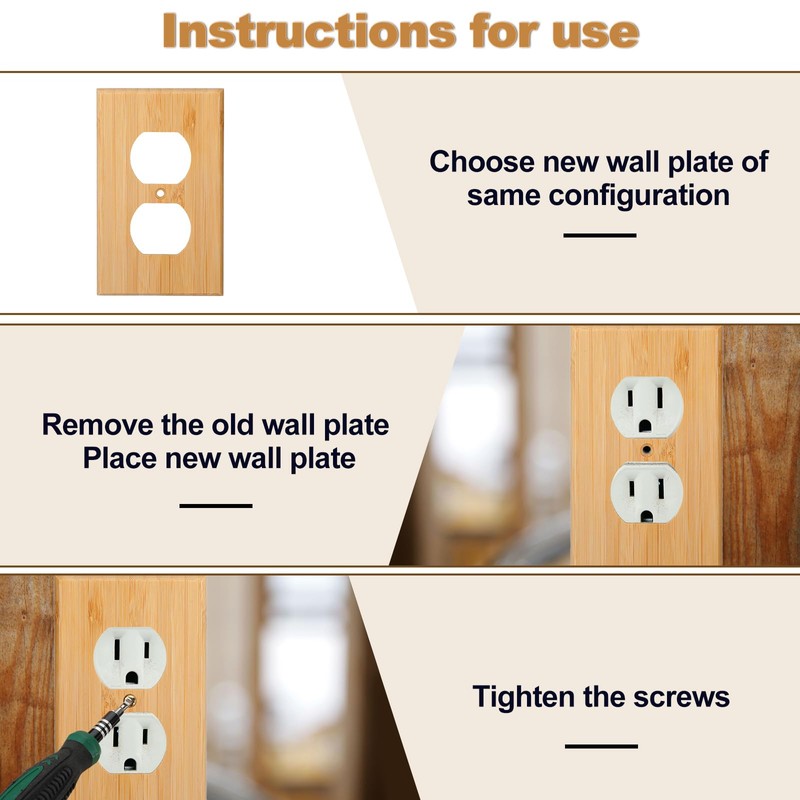 Pinkunn 20 Pcs Solid Wood Double Hole Outlet Light Switch