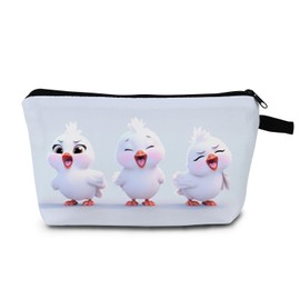 MoCaliduccious Playful Chicks Cosmetic Bag Variety of Cartoon Chicken Printed Design Easter & Party Travel Organizer Cute Daily Makeup Pouch Gift Idea