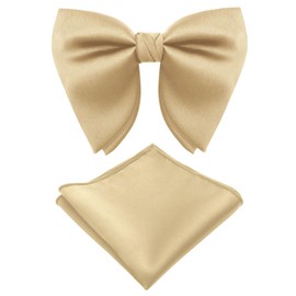 LHXzizizi Oversized Bow Ties for Men, Adjustable Pre Tied Mens Bow Tie, Tuxedo Bowties Men for Wedding Party Graduation Proms (Champagne Set)