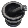 Govinda - Black Soap Stone Mortar and Pestle - Leaf