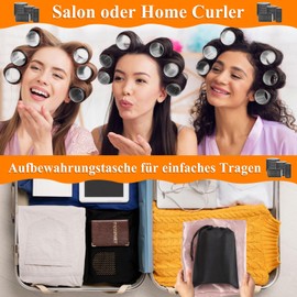 Qinzave 37 Pieces Curlers Curls with Storage Bag, Black Large Curlers with 4 Sizes 60 mm 48 mm 36 mm 25 mm, Jumbo Hair Rollers with Clips, Curlers for Long Medoum Short Hair