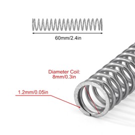 GUNGY Compression Spring Stainless Steel Spring Compression Springs 60 mm Wire Diameter 1.2 mm Inner Diameter 8 mm Length 60 mm Maximum Spring Force 2.4 kg Pack of 10