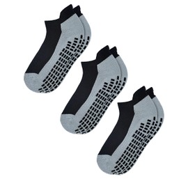 RATIVE Super Grips Anti Slip Non Skid Yoga Hospital Socks for Adults Men Women (Medium, 3-Pairs/Black)