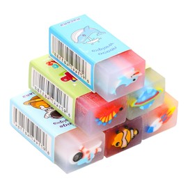 Plastic Erasers Rubbers Eraser Soft Cute Colorful Pencil Eraser for School Office Painting Learning 6pcs