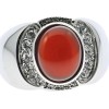 jkc Red Agate Ruby Simulated Stone Cz Accented Stainless Steel
