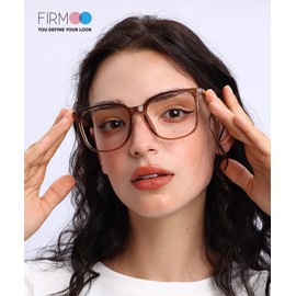 Firmoo Blue Light Filter Glasses Without Prescription Women Men Oversized Computer Glasses for Playing Metal Hinge Blue Filter Glasses, brown