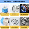 ETOPARS Stainless Steel 19 mm Momentary Rocker Switch 12 V