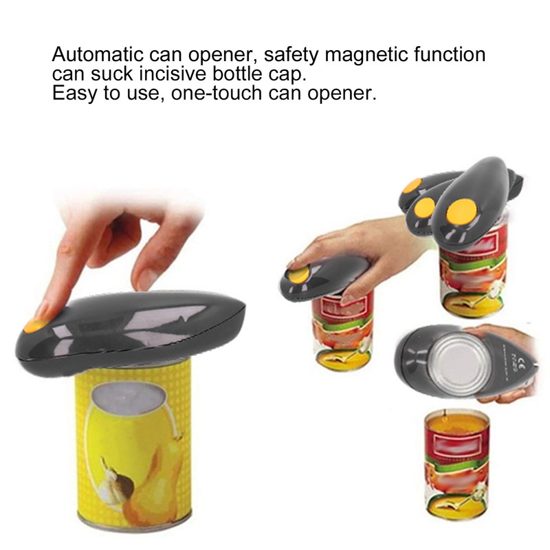 Black Automatic Can Opener OneTouch Electric Tin Bottle Opening Tool