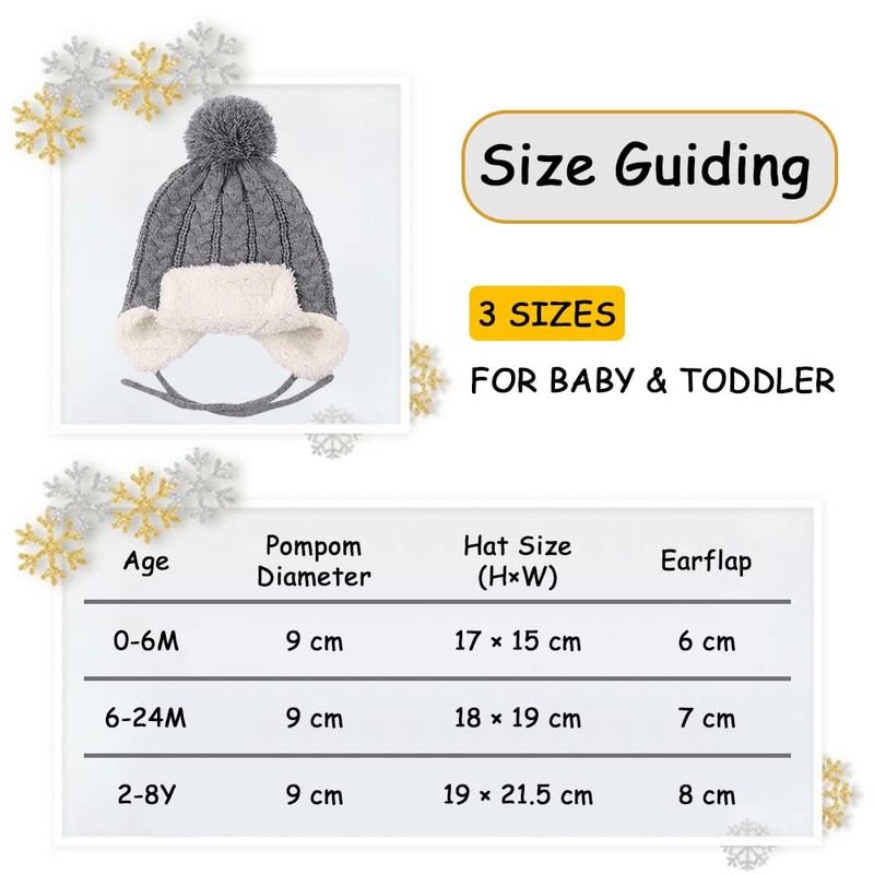 XIAOHAWANG Baby Hat Winter Knitted Hat Baby Newborn Warm Winter