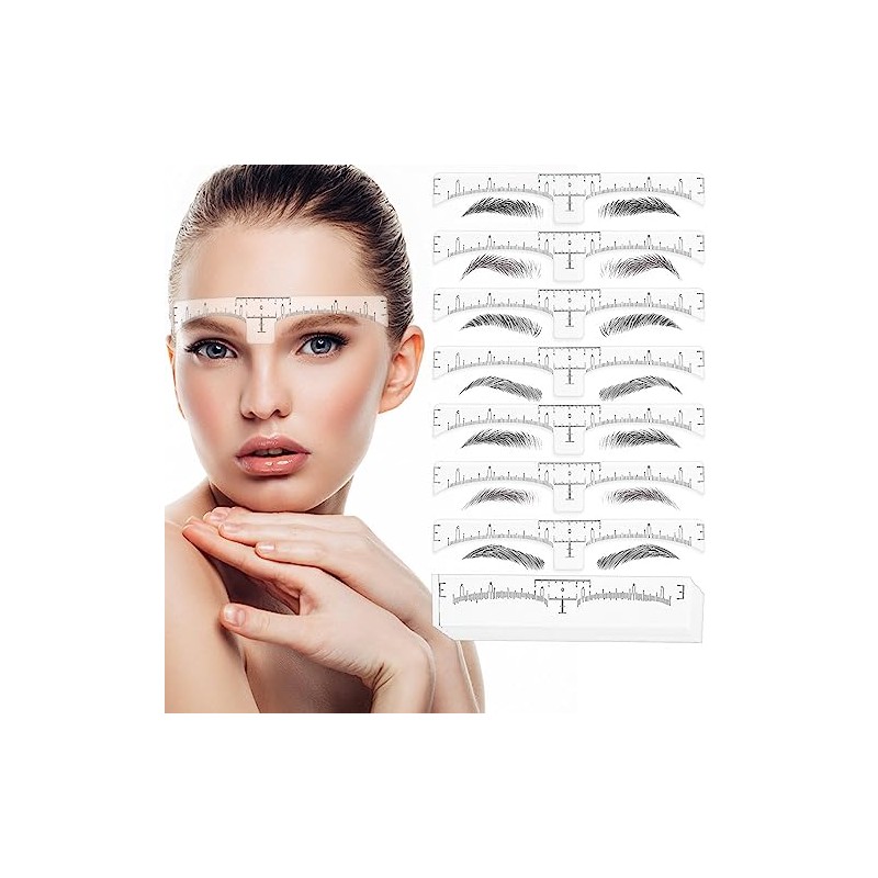 50Pcs Eyebrow Ruler Stencils - Abeillo Disposable Brow Ruler Sticker,