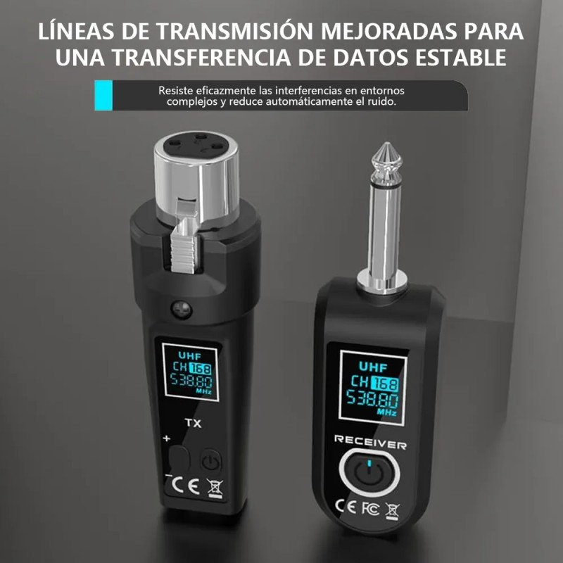Tecmiyo 3pzs System De Micrófono Inalámbrico, Xlr Transmisor Y Xlr