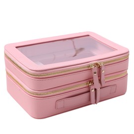 SANHECUN Clear Travel Toiletry bag Toiletry Case Carry on Travel Accessories Bag Makeup Bag (Pink, SHC-TL-2)