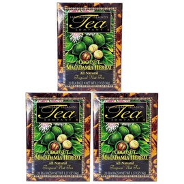 Hawaiian Islands Coconut Macadamia Herbal Tea, All Natural Tea - 20 Teabags Per box (60 Tea Bags (Pack of 3))