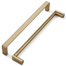 khtumeware 5 Pack 10 Inch Champagne Bronze Square Cabinet Pulls Satin Brass Kitchen Cabinet Handles Kitchen Cabinet Hardware Gold Drawer Pulls for Dresser Cupboard
