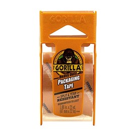 Gorilla Heavy Duty Packing Tape with Dispenser for Moving, Shipping and Storage, 1.88" x 25 yd, Clear, (Pack of 1)