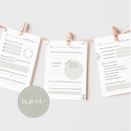 50 Gästebuch Karten für die Hochzeit mit Box | 5 verschiedene Designs | DIN A6 Postkartengröße | für alle Paare | Greenery & Eukalyptus Look