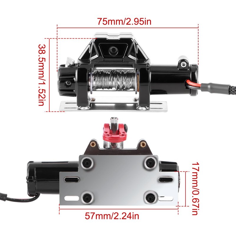 DashRC 1/10 RC Metal Automatic Winch with Wireless Controller &