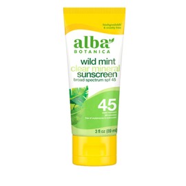 Alba Botanica Clear Mineral Sunscreen Lotion, SPF 45, Wild Mint, 3 Oz